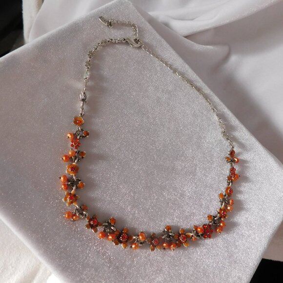 Ladies Pilgrim Orange/Coral Designed Necklace - Great Autumn Colors - Picture 3 of 4